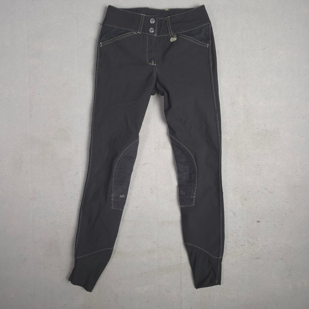Equine Couture Riding Pants Jodhpurs Knee Patch Equestrian Black Size‎ 24